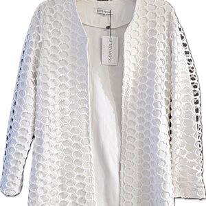 BNWT Betsy Moss White Lace Octagonal Jillian Jacket XS